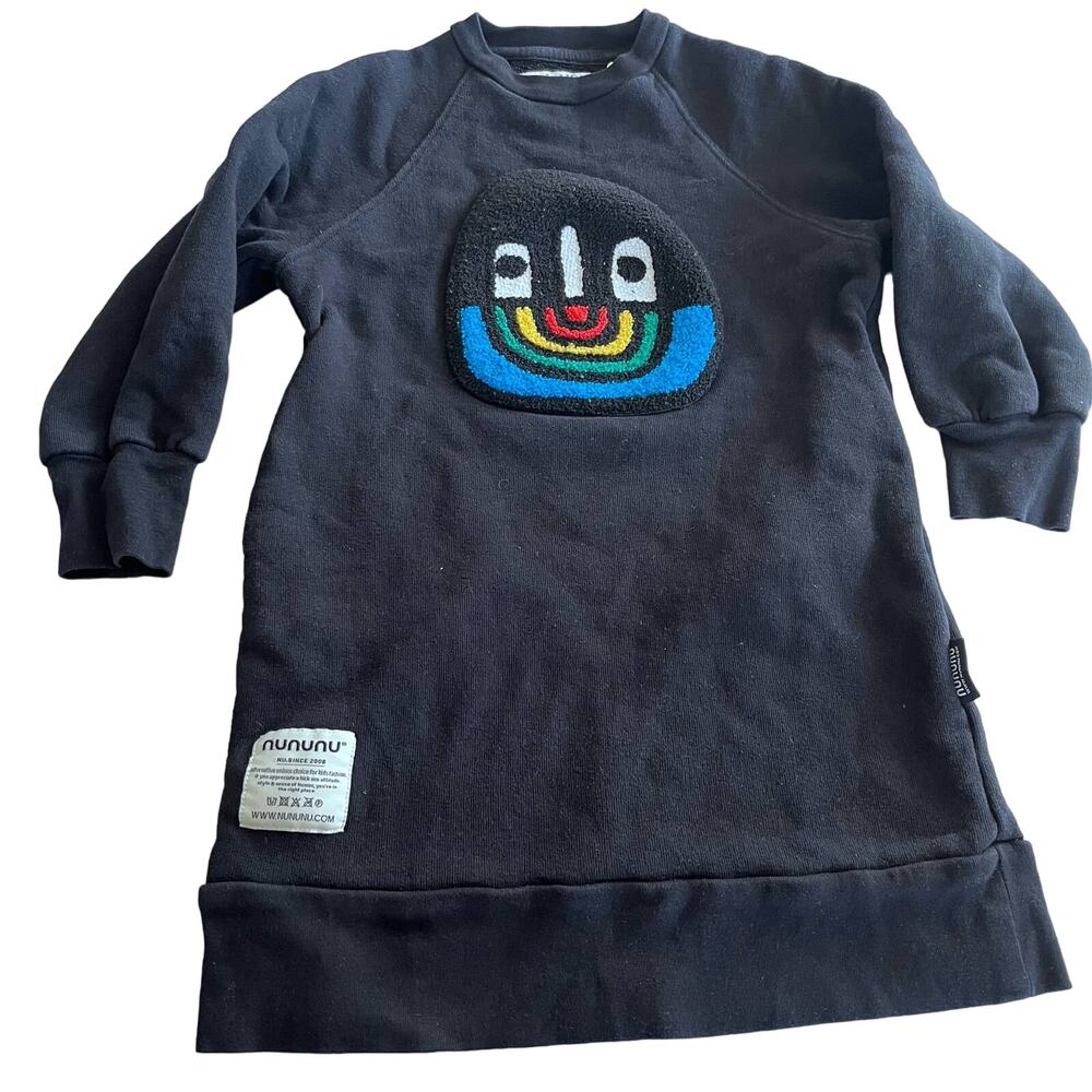 Nununu girls smiley face embroidered face sweatshirt dress size 3/4
